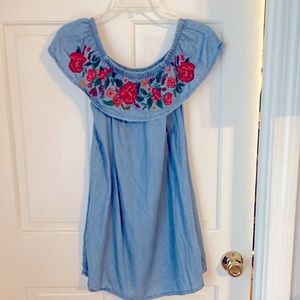 H&M Blue summer mini shift dress size 2